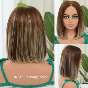 [Bob Wig] QTHAIR Highlight Honey Blonde Double Drawn High Density Pre-Cut Lace Bob 13X4 4x4 Pull Go Transparent Lace Closure Wigs Pre Bleached Knots 200 Density Human Hair Wig
