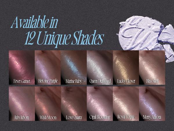 fwee Glitz Stone Highlighter | 12 Vibrant, Photogenic Shades, Long-lasting Glow, Daily Shimmer to Bold Glitter, Inspired by Birthstones