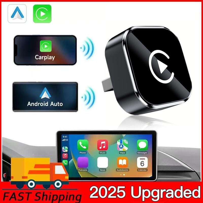 2 in 1 Wireless Apple CarPlay Adapter, for both Apple and Android,converts wired to wireless, suitable for factory wired CarPlay cars from 2017+ Black