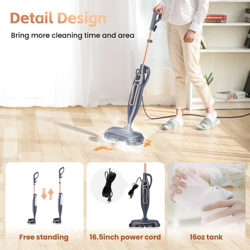 [FebFaves]DEVOAC 10-in-1 Electric Steam Mop with Detachable Handheld Steamer Lightweight for Walls Floors,Tiles Tackles Grease&Sticky Messes,Steam Cleaner For House, Multi-Accessories Portable Cleaning