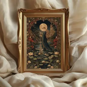 Lady of the Lake Wall Art: Medieval Tapestry Poster, Fantasy Fairy Tale Print P