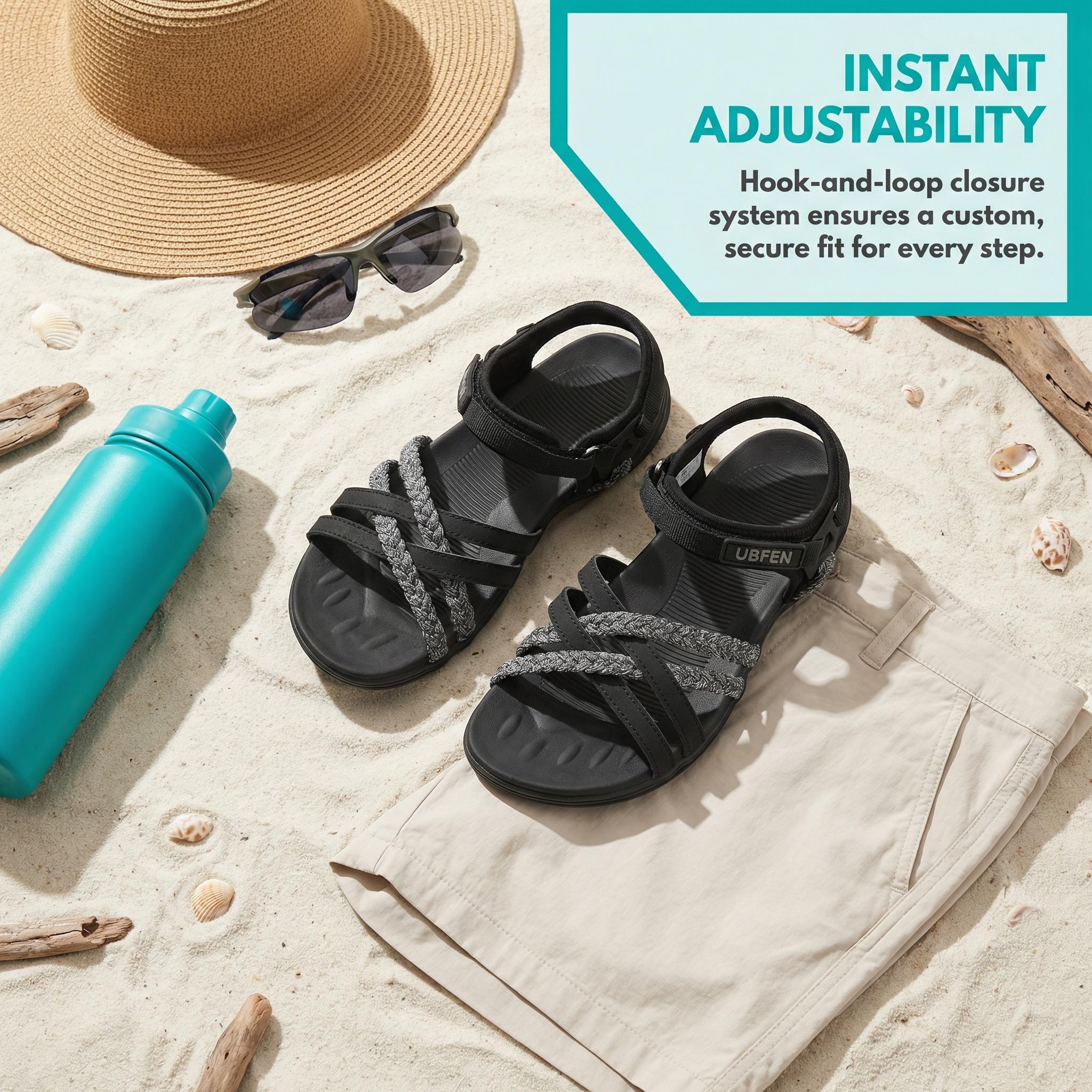 UBFEN Womens Hiking Sandals Adjustable Straps Arch Support Summer Walking Shoes