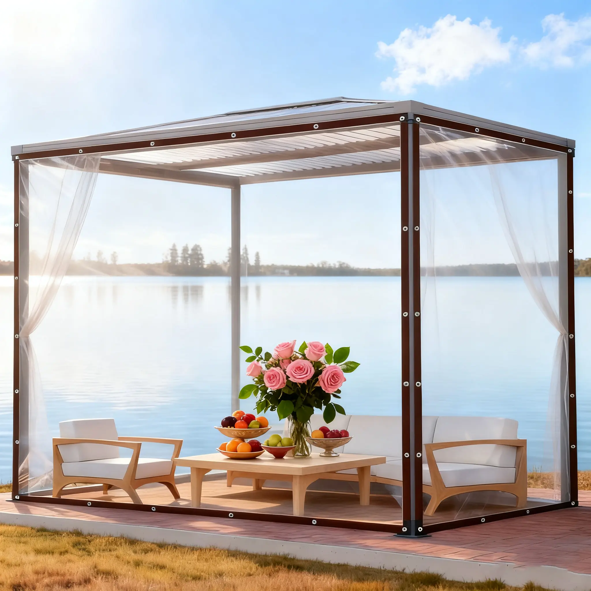 Heavy-Duty Transparent Waterproof Tarpaulin, Durable Tarp, Tear-Resistant Rainproof Polyethylene Cloth, Garden Balcony Outdoor Camping Cover, Waterproof Tent Canopy, Outdoor Canopy Shelter, Gazebo Canopy Tent, All Season Tarp, Plastic Tarp