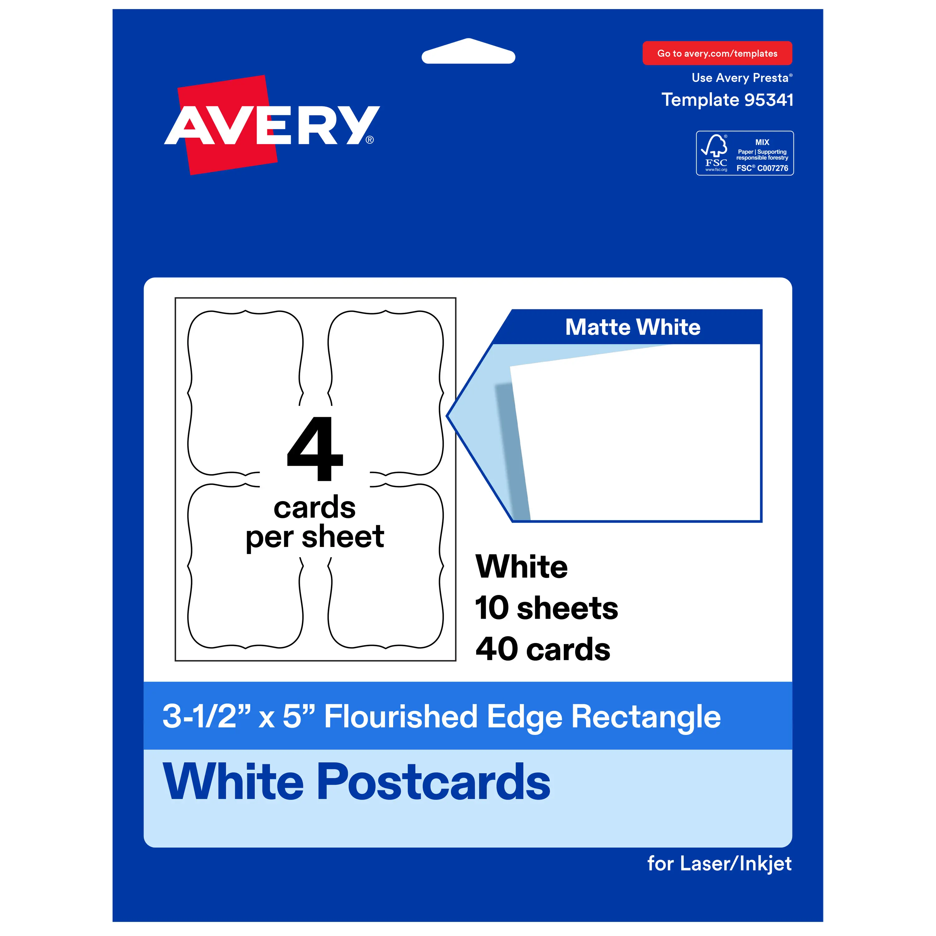 Avery White Postcards - 3.5" x 5" Rectangle Flourished Edge, Ideal for Save the Dates, Custom Table Number Cards, Event Programs, Marketing Promotions with Micro-Perforations, Product Instructions