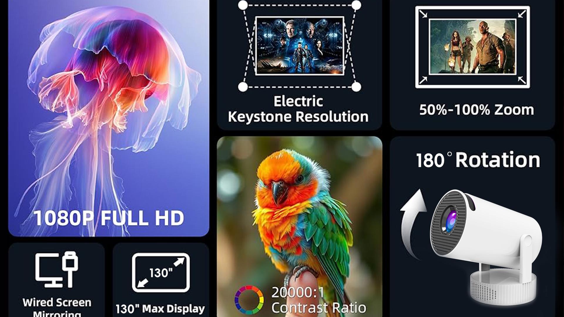 luma  projector Portable Smart Projector WiFi 6 Bluetooth 5.2 1080p Resolution 5W Speaker Android 11 Automatic Keystone Correction 220° Rotation for Home Bed Audio Wireless Basic Version Wireless Basic Version video