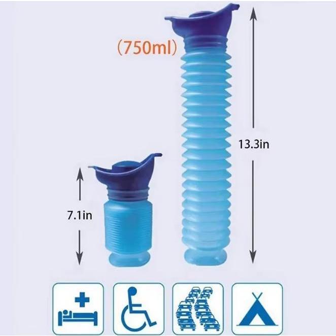 Urinal Car Urinal Bucket 750 ML Portable Reusable Shrinkable Standing Urine Leak Feature for Travel Camping Outdoor Use Adult Model 750ML