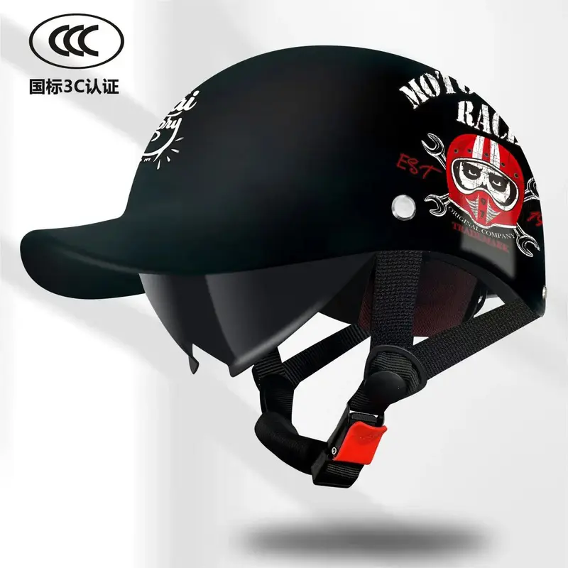 Motorcycle Helmet Retro German Classic Moto Helmet Casco Moto Half Helmet  Capacete De Moto with HD Visors