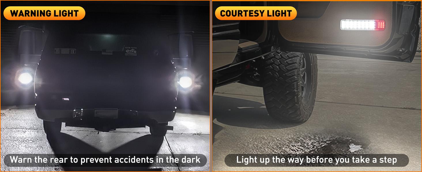 Nilight 2PCS LED Interior Door Panel Light Courtesy Warning Lights White Red for Chevy GMC Silverado Sierra 1500 2500 3500 HD Suburban Cadillac Escalade Hummer H2