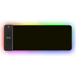 XXL gaming mousepad with magnetic wireless charging, RGB black design, suitable for desktop use, comes with a 15W wireless fast charger – a must-have item.