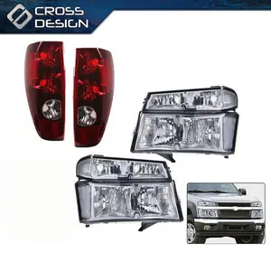 CROSSDESIGN Fit For 04-12 Chevy Colorado GMC Canyon Smoke Bumper Headlights & Tail Lights