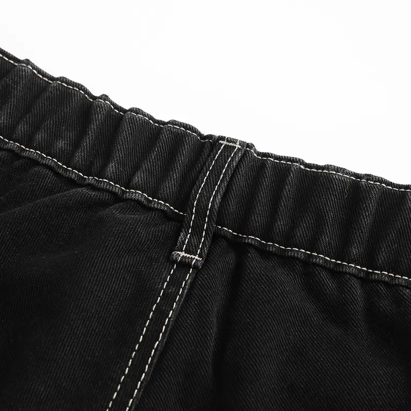 Menswear 3-Pack Men’s Washed Wide-Leg Jeans, Elastic Back Waist, Casual Stylish Loose Straight-Cut Retro Denim Trousers,Trouser