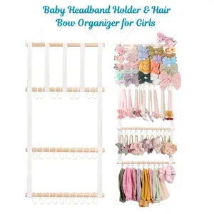 Baby Headband Holder & Hair Bow Organizer for Girls – Wall Hanging Baby Headband Storage, Girls Hair Accessories Organizer, Toddler & Nursery Room Decor