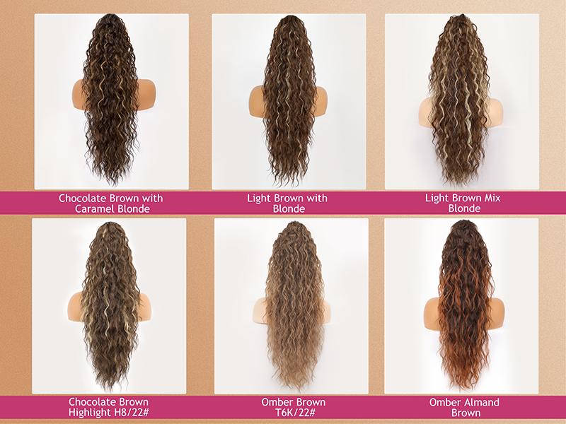 ORSUNCER Hair Extension Claw Ponytail Long Wavy Ponytail Extension Black Brown 30 Inch Curly Clip Ponytail in Hair Extensions For Women Fluffy Natural Looking Synthetic Hairpiece for Daily Use Easy To Go