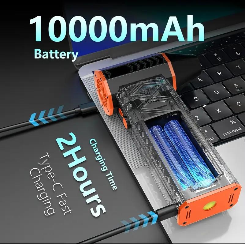 Electric Air Duster with Flashlight , Portable Cordless Leaf Blower Turbo Fan & High-Speed Blower, Multi-Use 10,000mAh Jet Fan , For Cleaning,camping,Outdoors