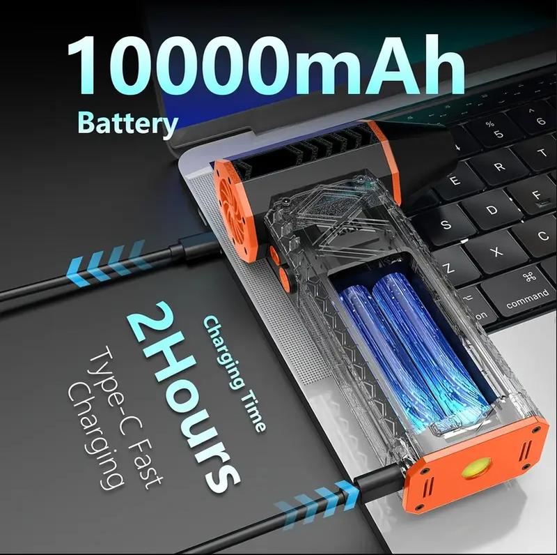 Electric Air Duster with Flashlight , Portable Cordless Leaf Blower Turbo Fan & High-Speed Blower, Multi-Use 10,000mAh Jet Fan , For Cleaning,camping,Outdoors