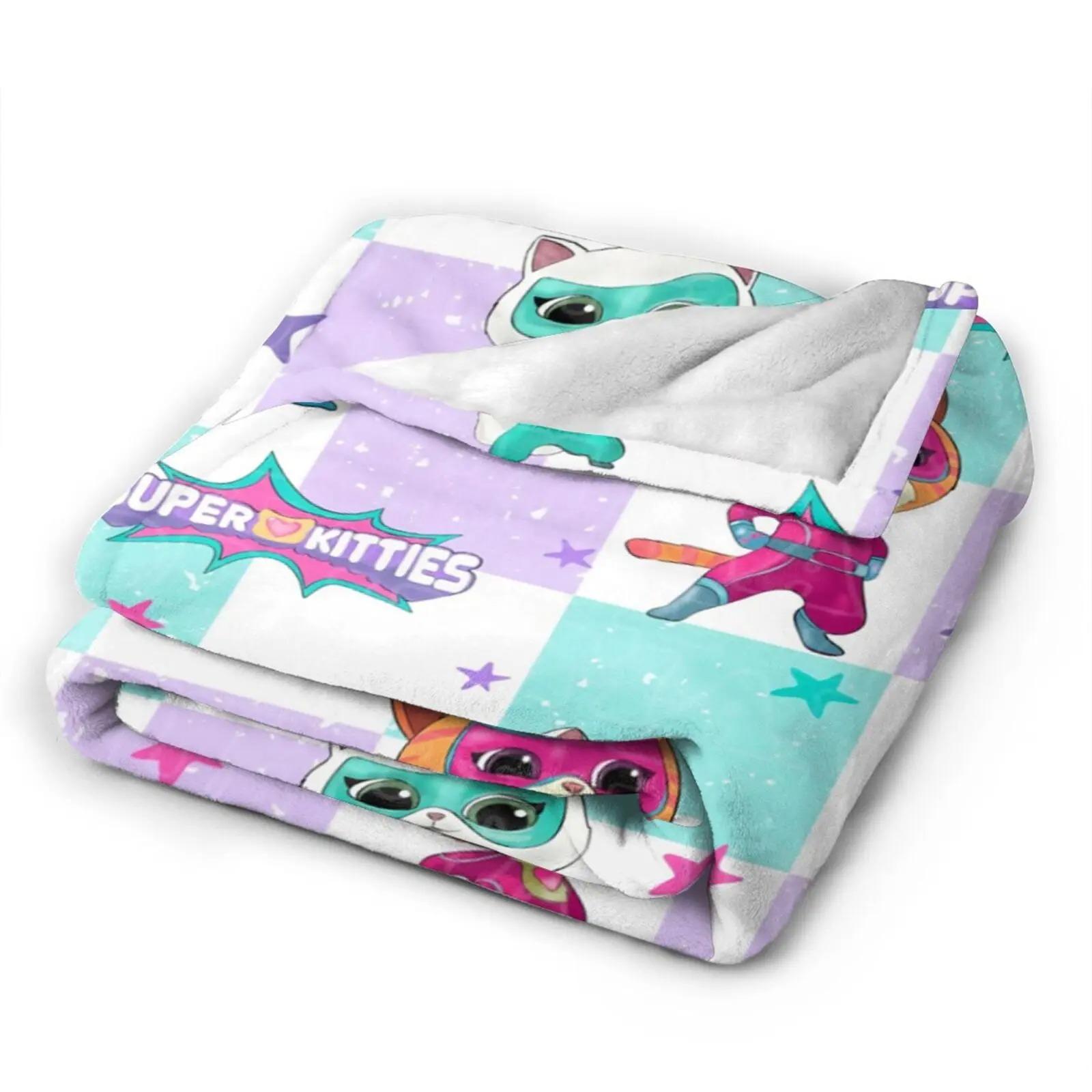 SuperKitties Cartoon Flannel Throw Blanket, Ultra Soft Lightweight Anti-Pilling Fleece Blanket, Decorative Sofa Bed Kids Room Decor, Ideal Watch Party Birthday Gift For Kids Boys Girls Toddlers