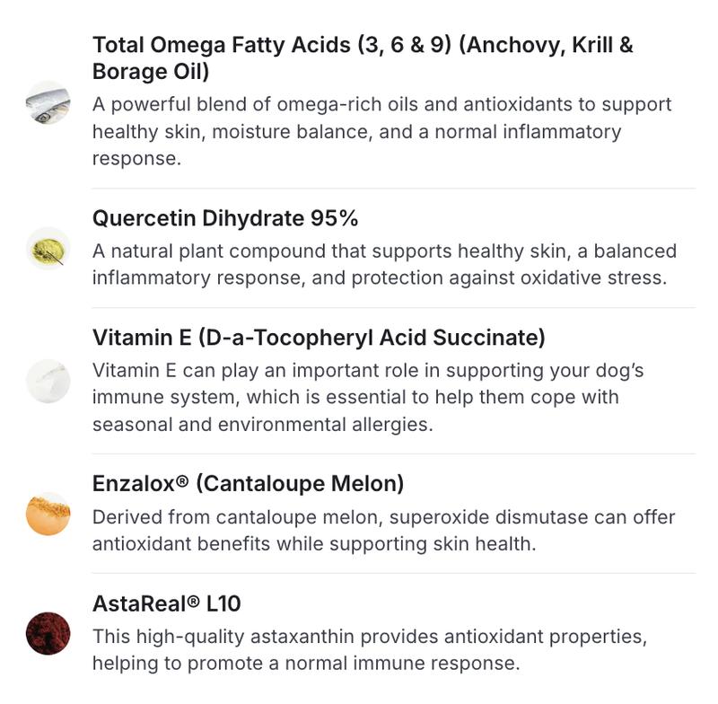 3x Itch Relief Pro Chew - Tiktok Shop Exclusive - soft chews containing powerful antioxidants to target scratching, help maintain skin moisture, and support with seasonal skin allergies.