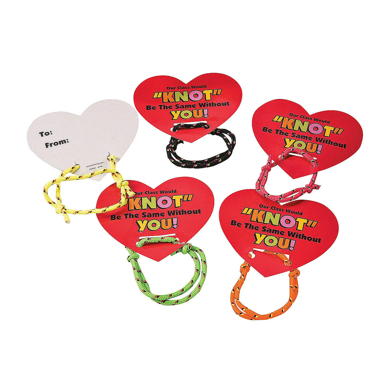 Valentine Knot Bracelet Set (24PCS) with Pun Cards, Nylon Cord Gift Jewelry, Customizable Scavenger Hunt Bracelets-Bangles for Kids' Classroom Exchange Party Favors, Customizable Set Bracelets & Bangles