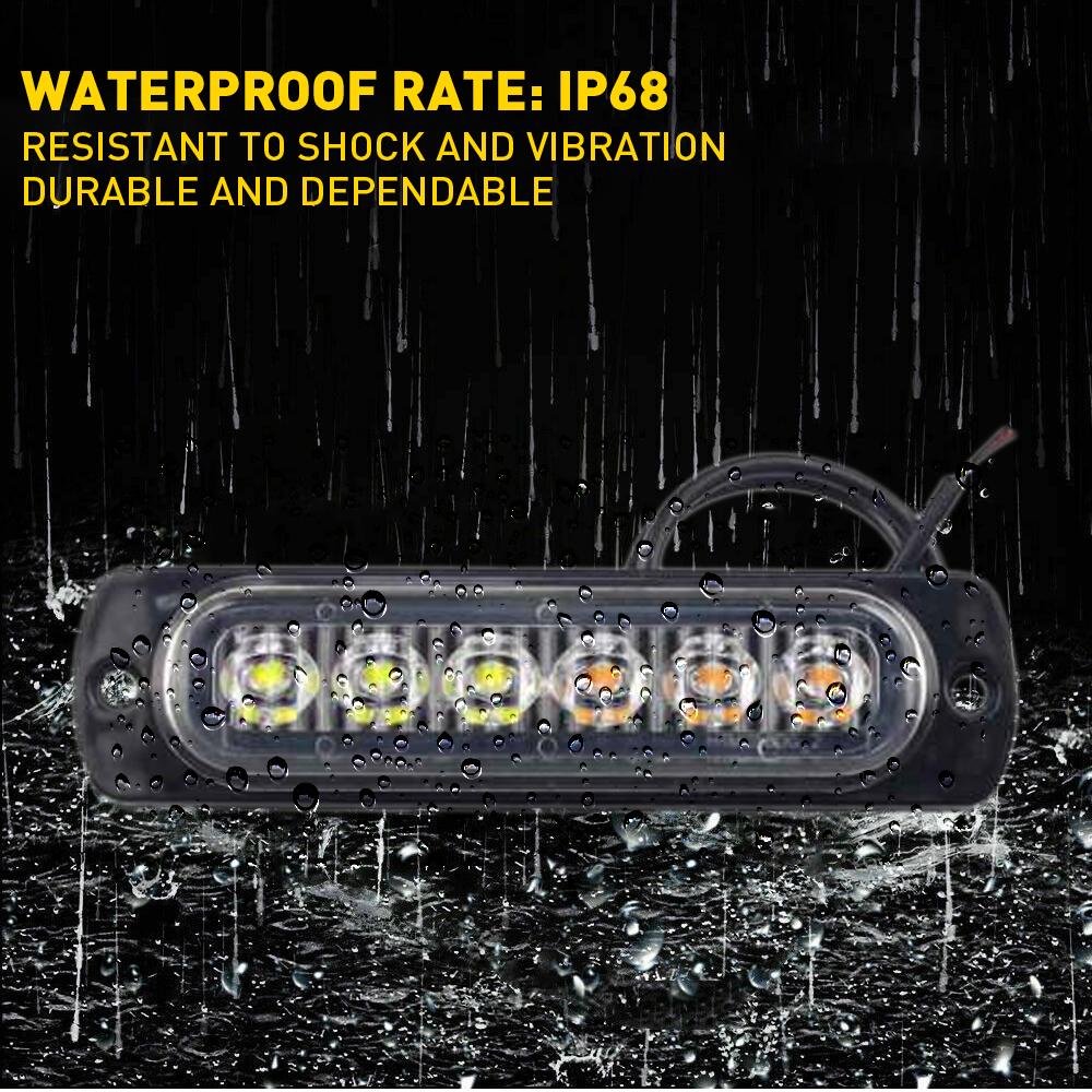 8-Pack 6 LED Amber/White Strobe Lights Vehicles Trucks Emergency Strobe Lights Kit 12V -24V Warning Hazard Flash Strobe Lights Bar Grill Grille Surface Mount Super Bright Waterproof, Amber/White