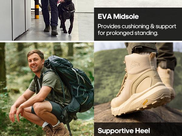 【WIDE FIT】NORTIV 8 Men's Military Tactical Boot Wide Fit Lightweight Comfortable All-Day Work Hiking Boots with Side Zipper & EVA Rubber Sole for Trekking Camping