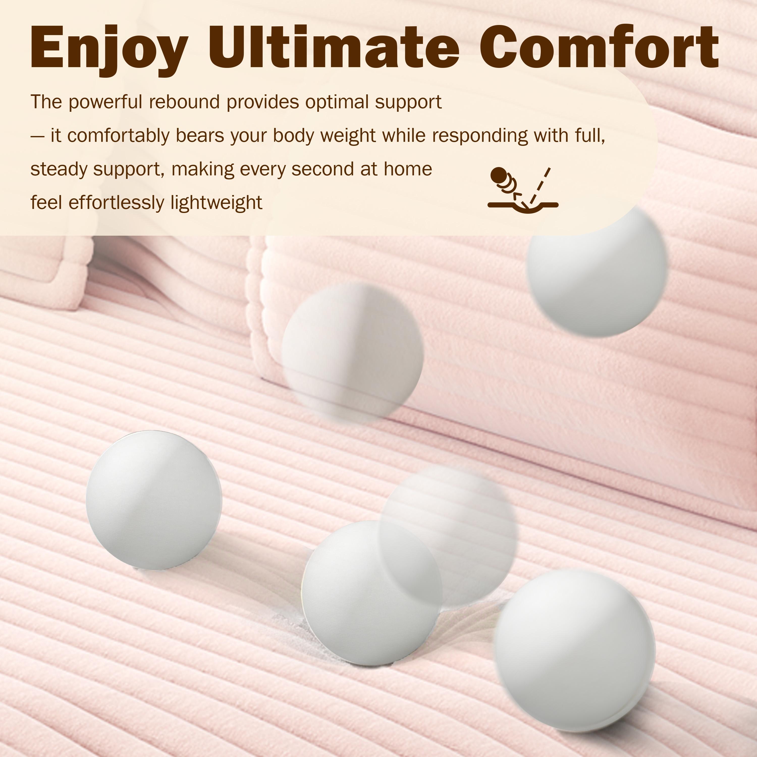 Eyisean 78in Corduroy Upholstered Padded Seat Sleeper Sofa Bed - Modern 2-in-1 Full-Size Foldable Durable Polyurethane Foam Mattress with 2 Pillows, Boneless Couch for Living Room/Dorms, 78"l x 54"w x 30"h, No Assembly Required for Everyday Relaxation