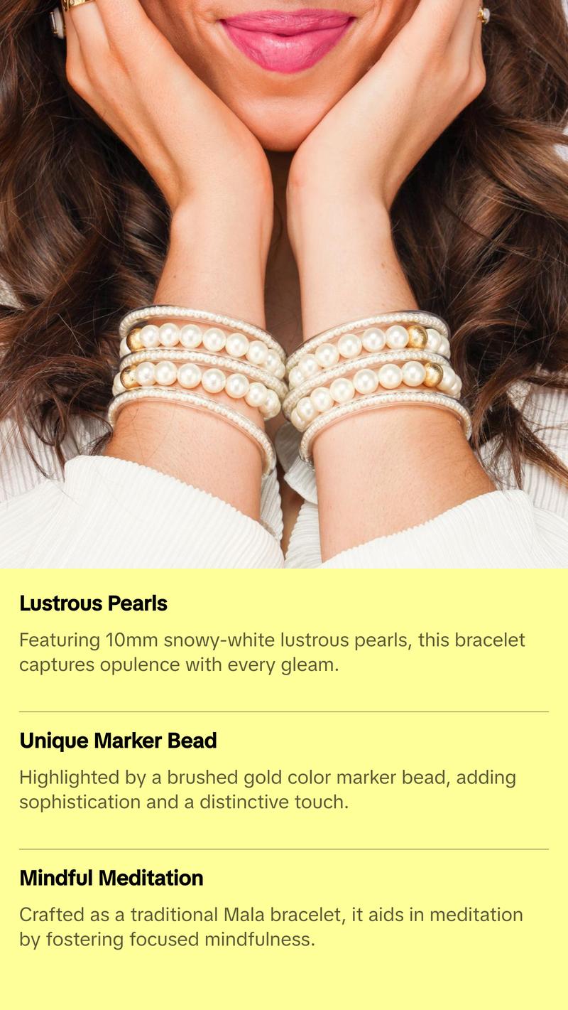 White Pearl Mala Beaded Bracelet