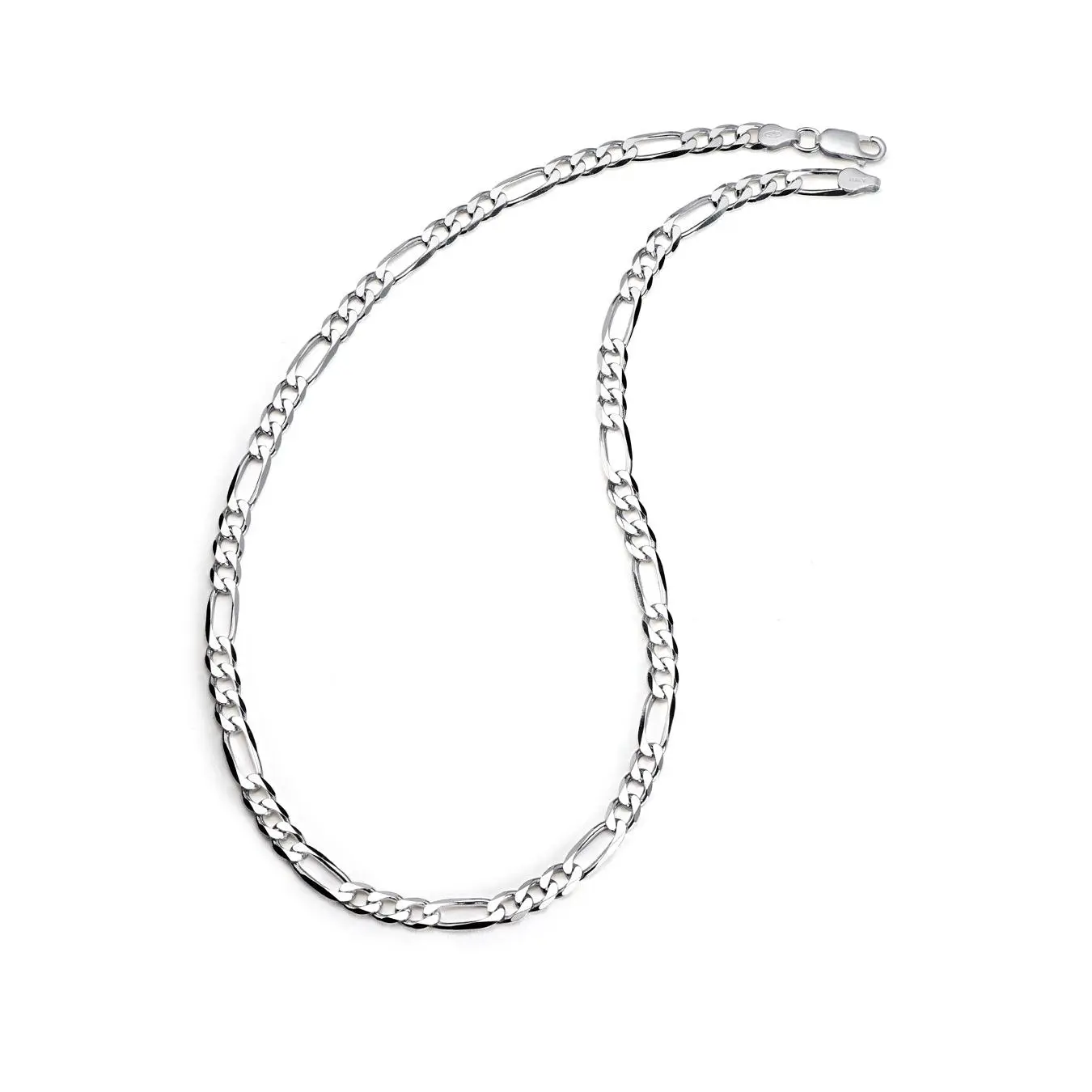 Men's 6MM 925 Sterling Silver Italian Figaro Chain Necklace - Unisex, Multi-Size, Beveled Edges, Gift Ideas
