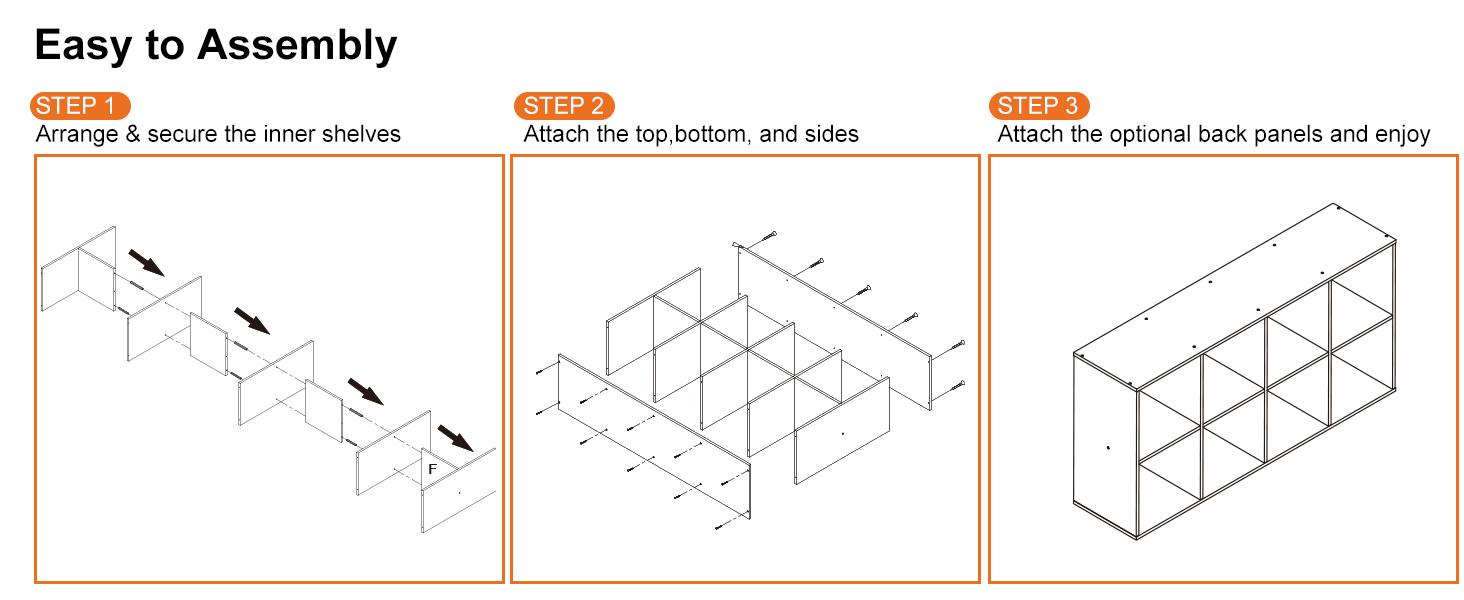 【New】9-Compartment Storage Organizer, Bookcase, Display Stand, Living Room Decoration With Removable Back Panel，Easy to assemble，For Books, decorations, toys, and other household items