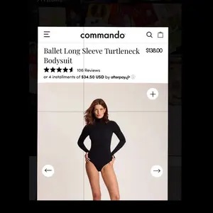 Commando Ballet Long Sleeve Turtleneck Bodysuit W/ Thumb Holes 100% Authentic!! Retail $138