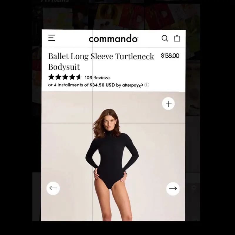 Commando Ballet Long Sleeve Turtleneck Bodysuit W/ Thumb Holes 100% Authentic!! Retail $138
