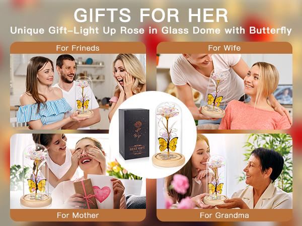 DEEMEI Mother's Day Gifts for Women Eternal Flower Light Up Galaxy Rose in Glass Dome with Butterfly Birthday Gifts for Her Mom Girlfriend Daughter Outdoorfun Design DEEMEI Mother's Day Gifts for Women Eternal Flower Light Up Galaxy Rose in Glass Dome with Butterfly Birthday Gifts for Her Mom Girlfriend Daughter Outdoorfun Design