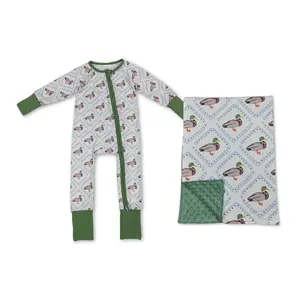 Cozy Hunting Mallard Duck Double-ended zipper Long-Sleeved Pajamas Loungewear Nightwear Junior Onesie Baby Clothing