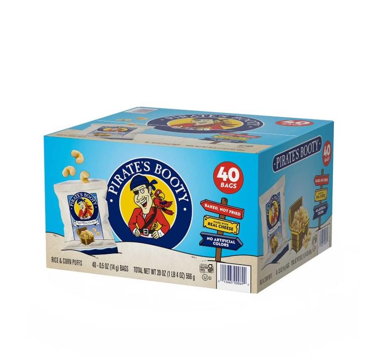 Pirate's Booty Aged White Cheddar Snack 0.5 oz 40 Pack Classic Delicious Taste Perfect for On-the-Go Snacking Crunchy Crispy
