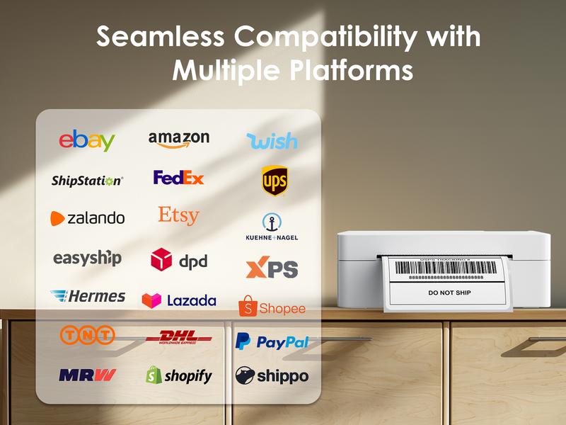 KNAON Shipping Label Printer Bluetooth Thermal Label Printer,Compatible with USPS, Amazon, Shopify, iOS/Android/Windows/Mac