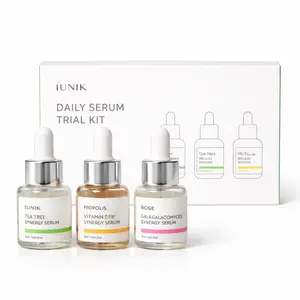 iUNIK Daily Serum Trial Kit Korean Skincare Mini Set with Tea Tree Propolis & Rose Galactomyces Serums for Hydrating Calming & Brightening Routine - Radiant Sensitive Radiant Brightening