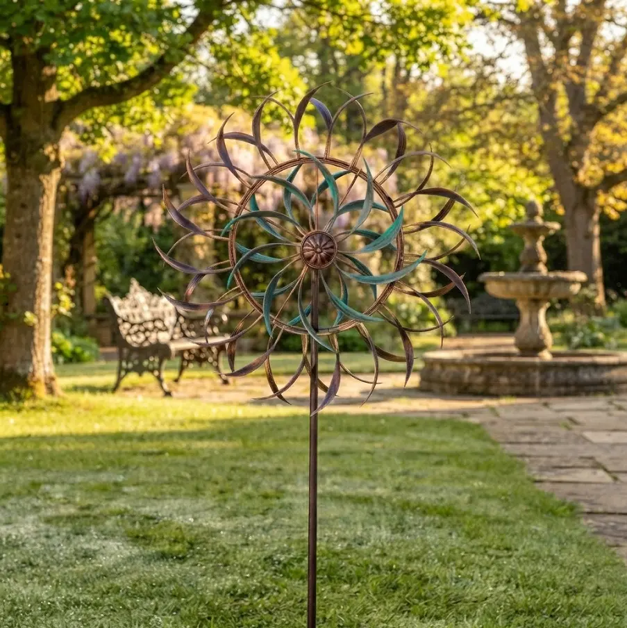 Metal Garden Wind Spinner - Kinetic Wind Sculptures & Spinners for Yard, Lawn & Patio Decor, Rust-Resistant Outdoor Art Spinner with Sturdy Stake, Mesmerizing Dual-Directional Spinning Motion, Perfect Gardening Gift for Outdoor Living Spaces