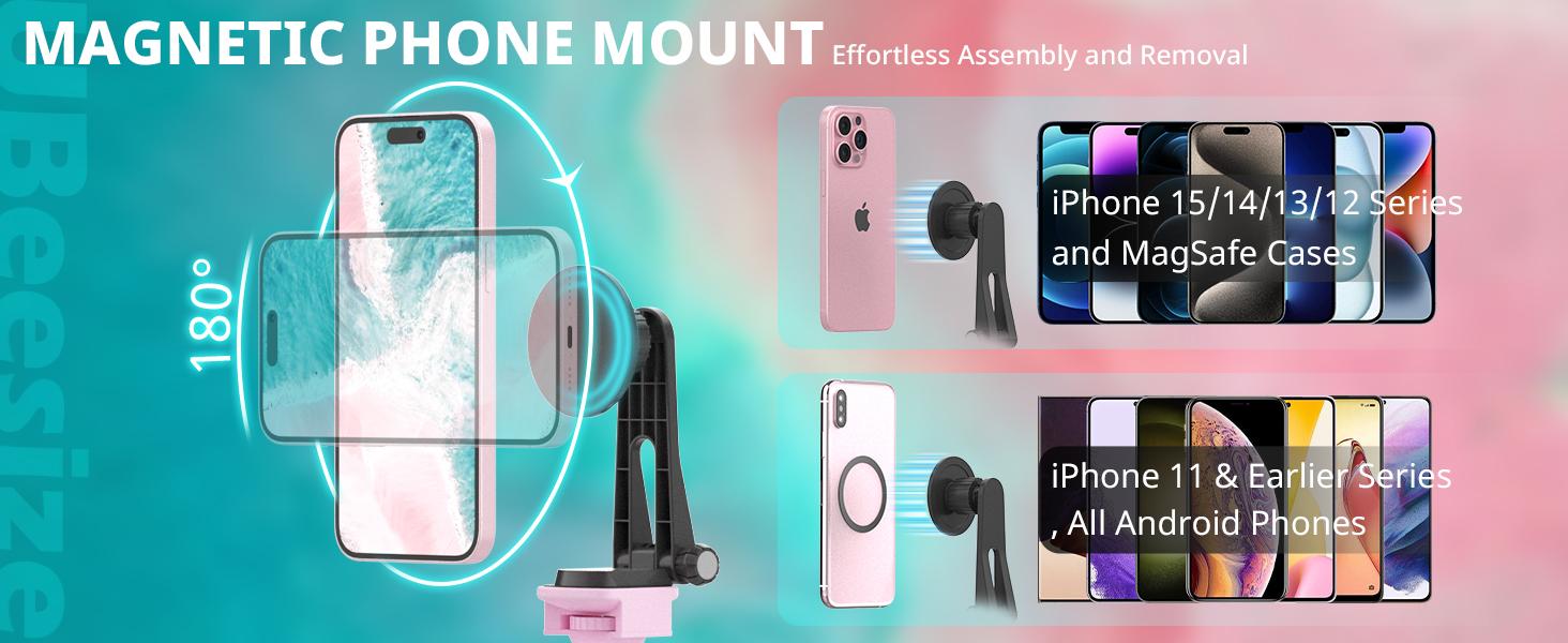 Ubeesize Upgraded 12'' Ring Light with 62'' Tripod Stand & Magnetic Phone Holder LED Selfie RingLight for iPhone with Remote Circle Light for Tiktok YouTube Photography Makeup Live Stream Pink - Alloy Aluminium Smartphone