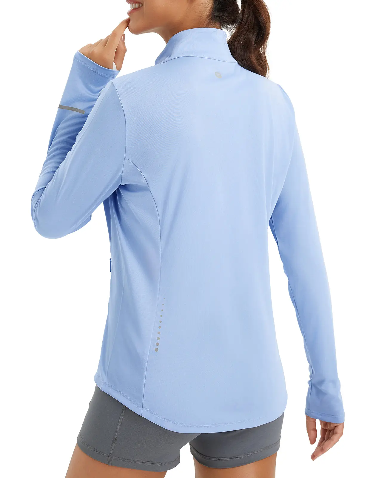 Women's UPF 50+ Sun Protection Jacket, Lightweight Full-Zip Athletic Hoodie with Pockets, Thumbholes, Reflective for Hiking & Golf