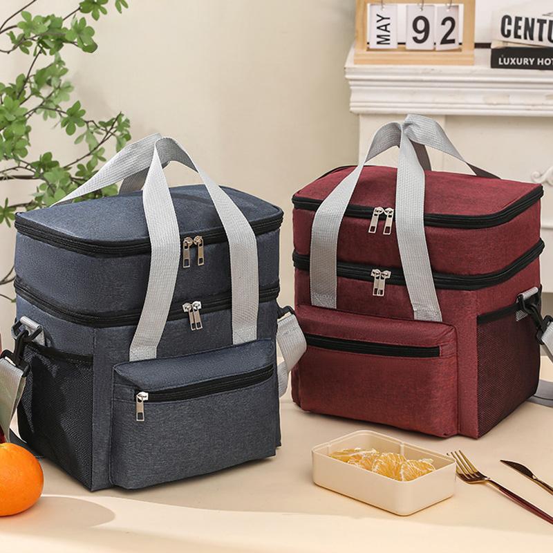 Double-layer lunch bag,Insulated Large Capacity Lunch Bag for men women,Reusable Water Resistant Lunch tote bag for Work School Travel Picnic Double-layer lunch bag,Insulated Large Capacity Lunch Bag for men women,Reusable Water Resistant Lunch tote bag for Work School Travel Picnic