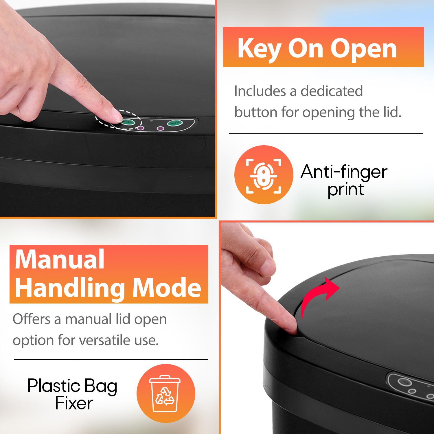 BestOffice 13 Gallon Automatic Trash Can with Lid Touch Free High-Capacity Motion Sensor for Kitchen Bedroom Bathroom Office Waterproof Durable PP Plastic Smart Sensing Technology Easy Cleaning Odor Control Energy-Saving Operation BestOffice 13 Gallon Automatic Trash Can with Lid Touch Free High-Capacity Motion Sensor for Kitchen Bedroom Bathroom Office Waterproof Durable PP Plastic Smart Sensing Technology Easy Cleaning Odor Control Energy-Saving Operation