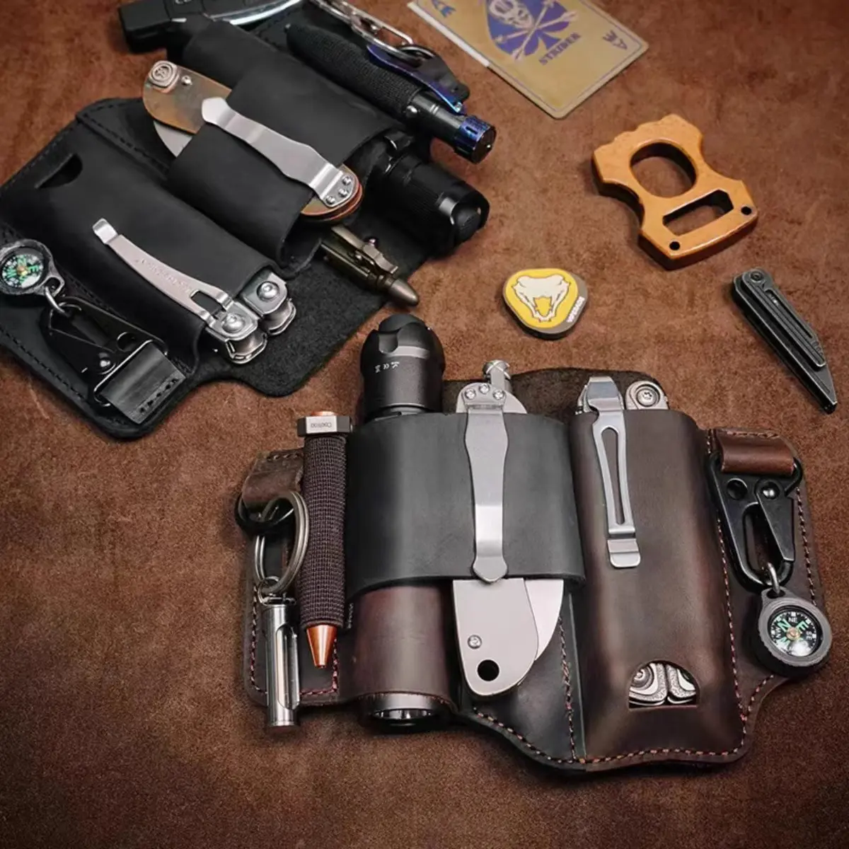 EDC, tool bag, outdoor survival storage waist bag, outdoor flashlight holster, knife sheath