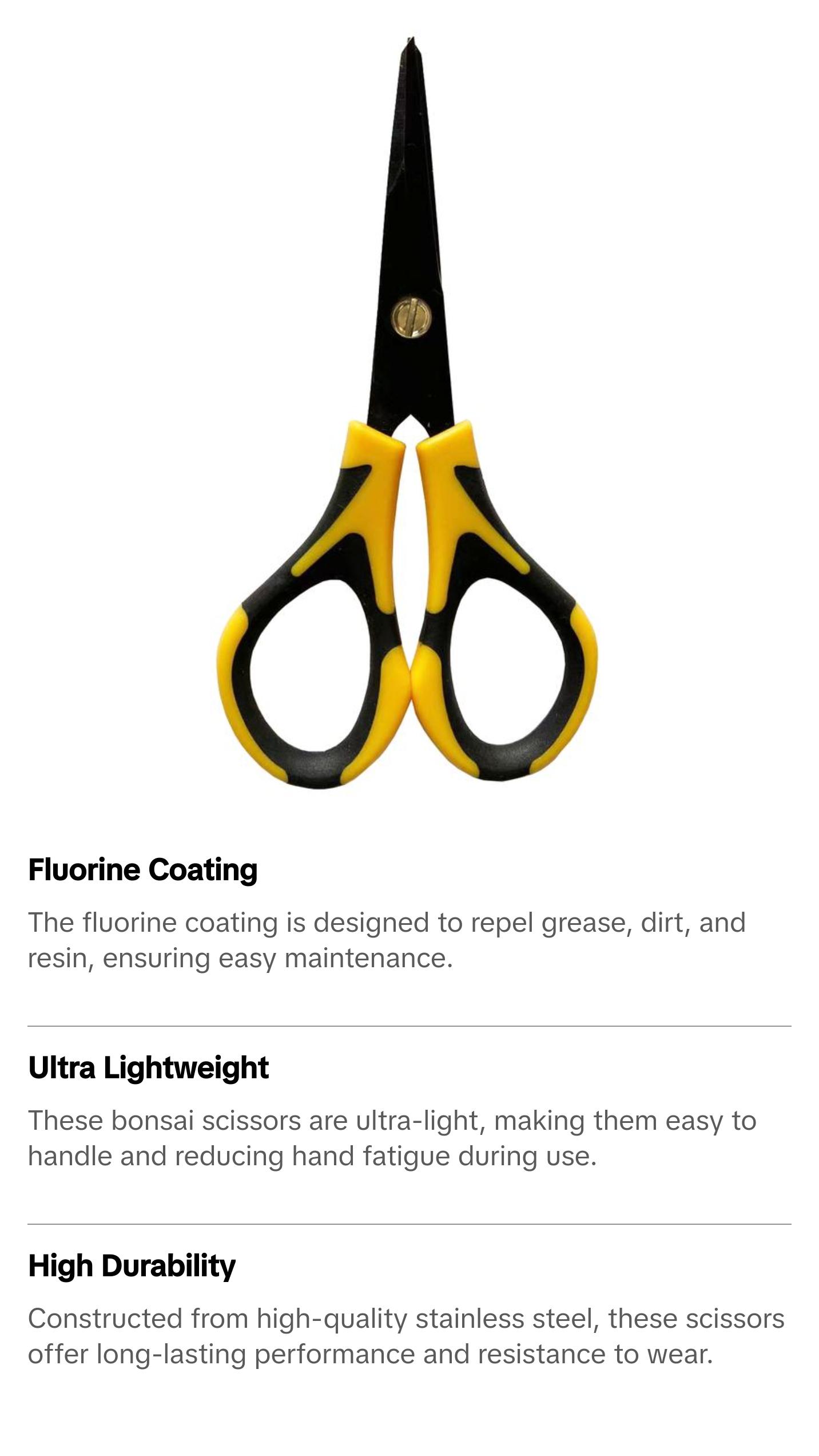 HK Bonsai Scissors Fluorine Coated Yellow/Black