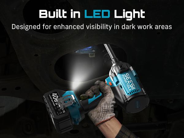 SEESII Upgraded Electric Impact Wrench w/ Detachable Handle - 1180 Ft-lbs (1600 N·m) 1/2" High-Torque, 21V Cordless + 2x 4.0Ah Batteries | for Car/Truck/Mower/Industrial Tasks, Black Friday Deals