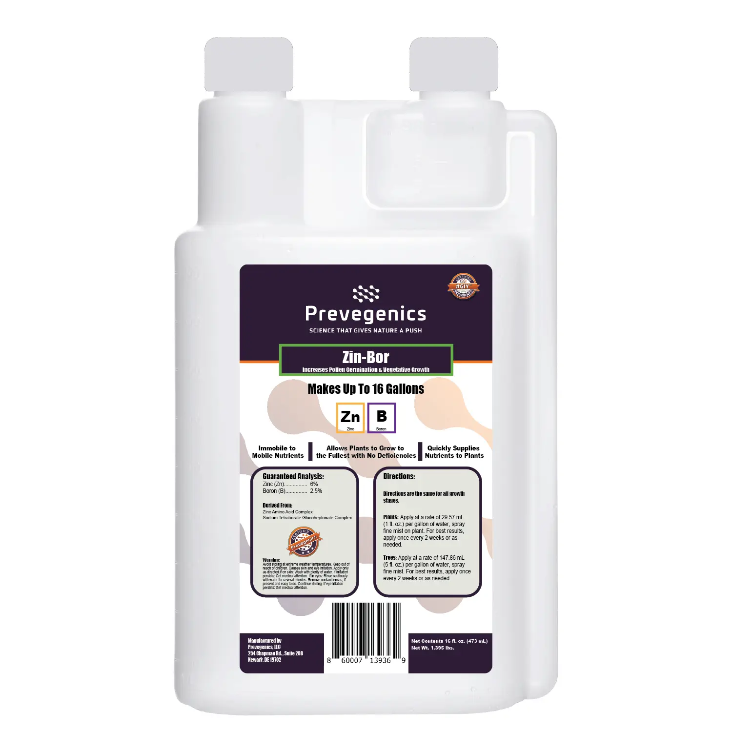 Zin-Bor | (16 fl. oz.) | Zinc and Boron Liquid Fertilizer for Plants | Aids in Increasing Protein Content, Fruit Weight, Flower Development and Quality, and Corrects Deficiencies