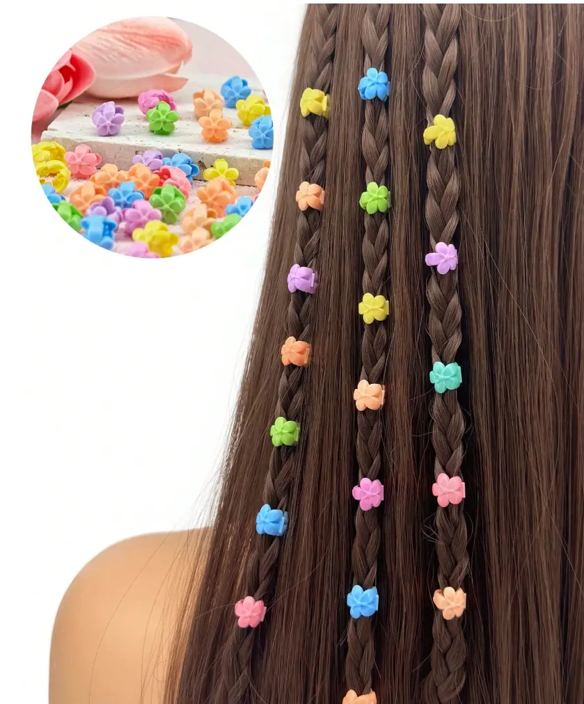 60PCS Colorful Braid Beads Hair Accessories – Candy Color Hair Clips & Hair Charms for Braids, Locs, Summer & Party