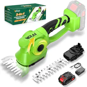 2-in-1 600W Cordless Hedge Trimmer, 21V Battery Operated Trimmer for Bush & Grass, Lightweight Garden Trimmer for Home Use