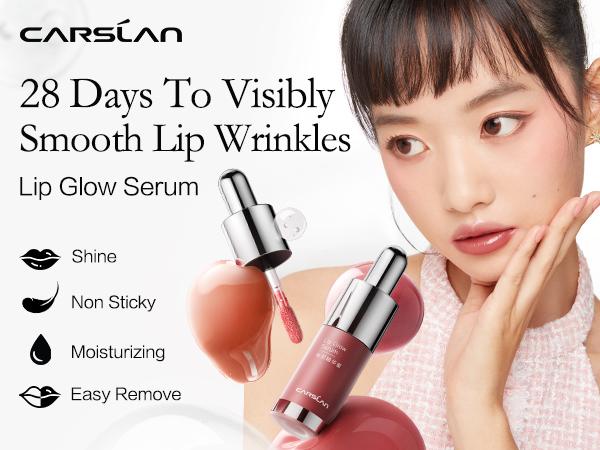 CARSLAN Hydrating Lip Gloss Serum Moisturizing Plunping Shiny Lip Glow Tinted Lip Care with Vitamin E Crithmum Maritimum for Women, Girl Skincare Moisturizer