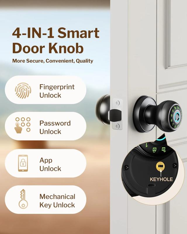 Smart Fingerprint Door Lock with Keypad Control HOUMICA