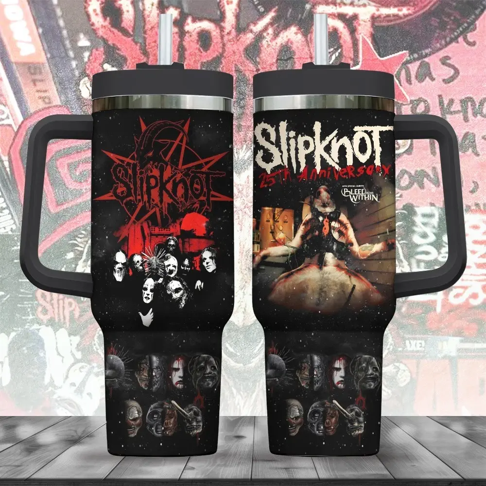 Slipknot 25th Anniversary Gift For Fans 40oz Insulated Tumbler With Handle,  Dark Aesthetic Heavy Metal Band