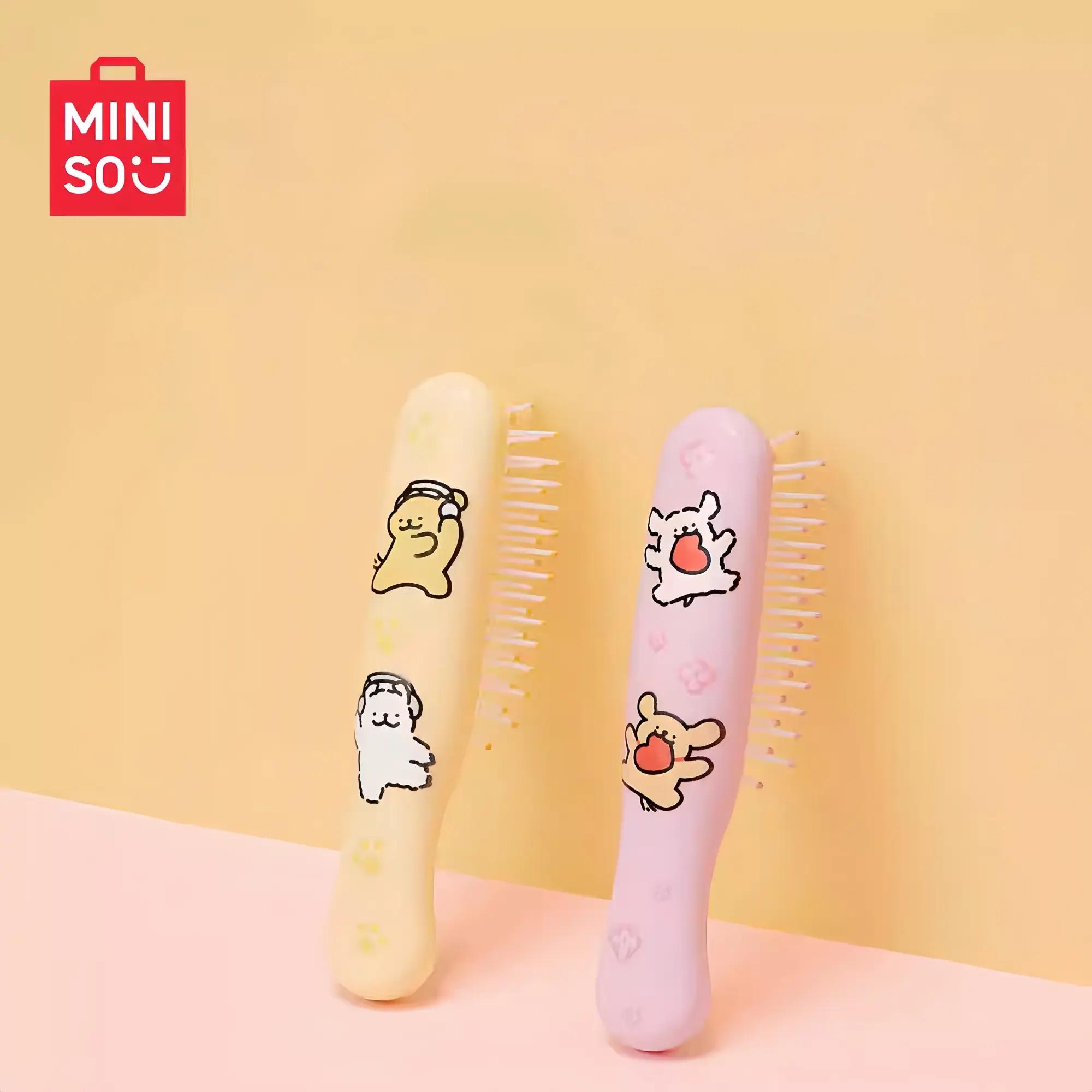 MINISO Pink Hair Brush Gentle No-Pull Detangling for Girls Teens & Kids Perfect for Daily Use at Home School Dorm & Travel Adorable Gift,Holiday Gift Birthday Gift Party Gift(1pc)